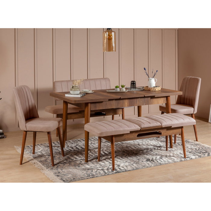 Hanah Home Sillón Vina Terciopelo Walnut-Stone